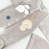 Salopeta maro pufoasa baiat cu catelus si iepuras - Botez bebelusi