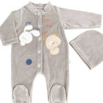 Salopeta maro pufoasa baiat cu catelus si iepuras - Botez bebelusi