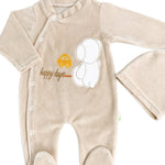 Salopeta maro pufoasa baiat cu ursulet - Botez bebelusi