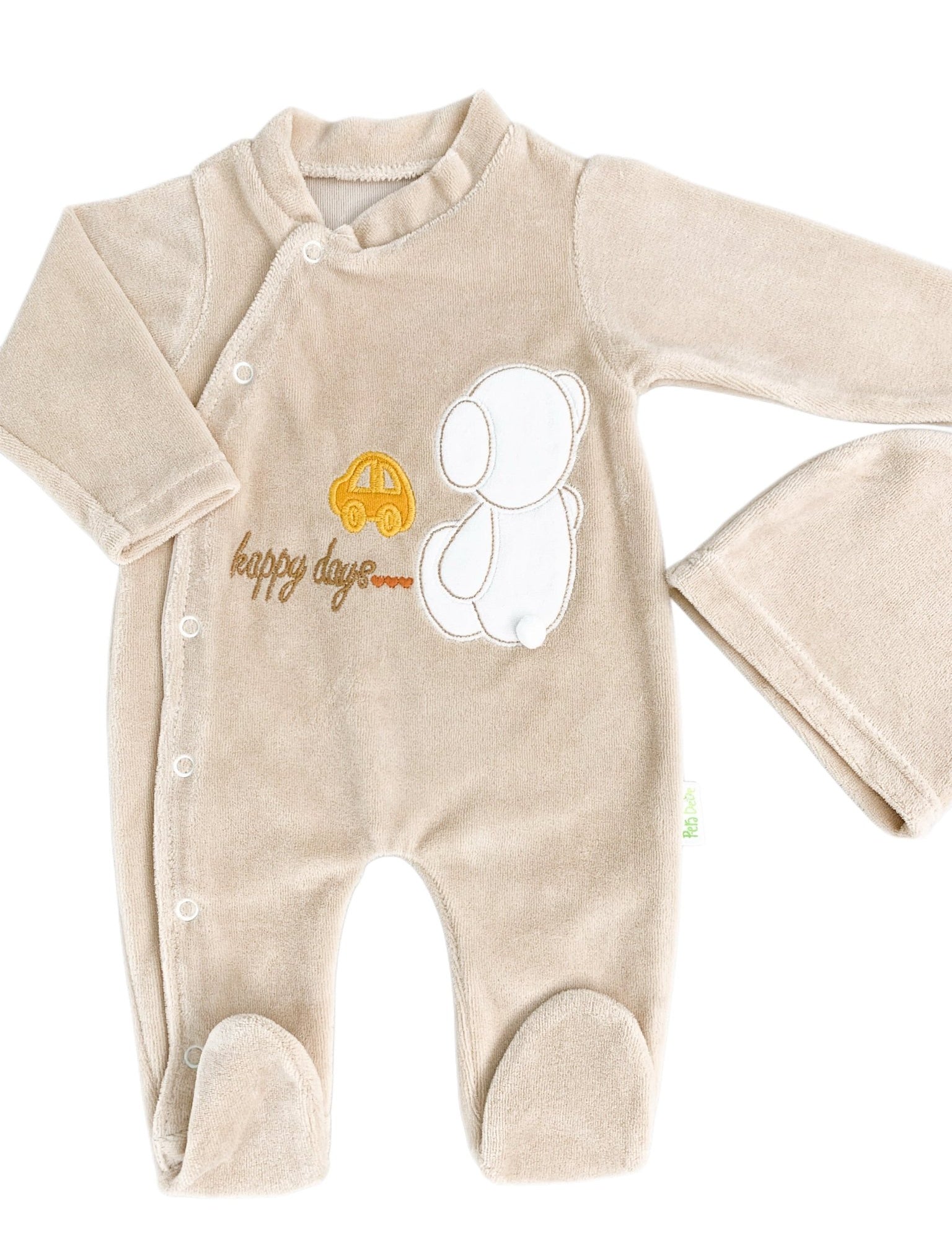 Salopeta maro pufoasa baiat cu ursulet - Botez bebelusi