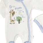 Salopeta Nou - Nascut albastra cu girafa - 2 piese - Botez bebelusi