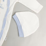 Salopeta Nou - Nascut albastra cu girafa - 2 piese - Botez bebelusi