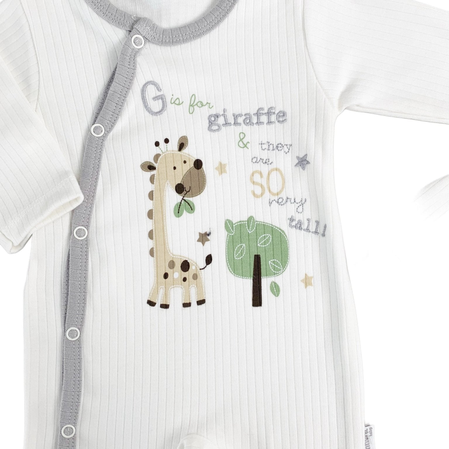 Salopeta Nou - Nascut gri cu girafa - 2 piese - Botez bebelusi