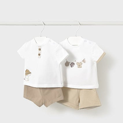 Set 2 treninguri baieti Mayoral - crem cu alb - Botez bebelusi