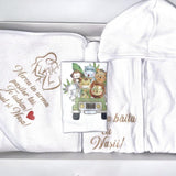 Set baie baiat personalizat animalute cu masina - Botez bebelusi