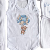 Set baie baiat personalizat cu ursulet - Botez bebelusi