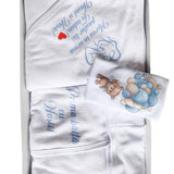 Set baie baiat personalizat cu ursulet - Botez bebelusi