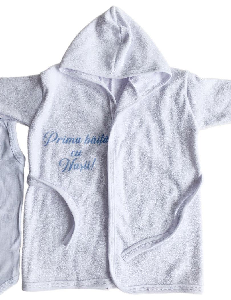 Set baie baiat personalizat cu ursulet - Botez bebelusi