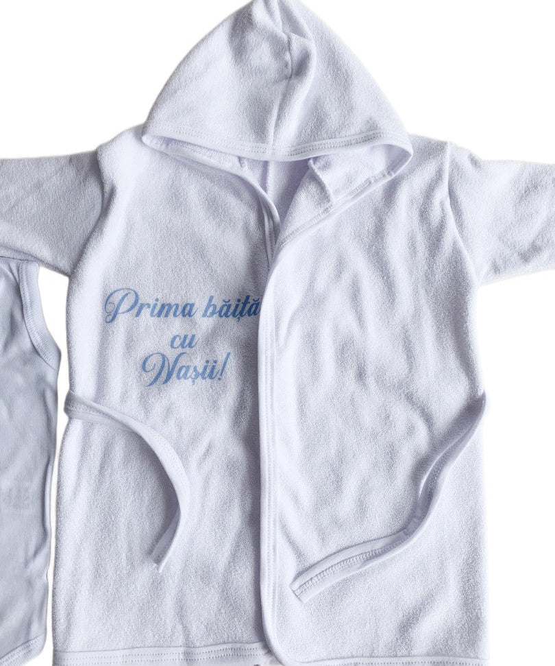 Set baie baiat personalizat cu ursulet - Botez bebelusi