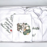 Set baie baiat verde personalizat ursulet cu baloane - Botez bebelusi