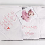 Set baie fetita personalizat cu ursulet - Botez bebelusi