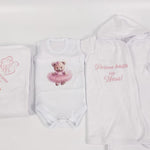 Set baie fetita personalizat cu ursulet - Botez bebelusi