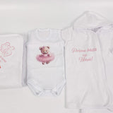 Set baie fetita personalizat cu ursulet - Botez bebelusi