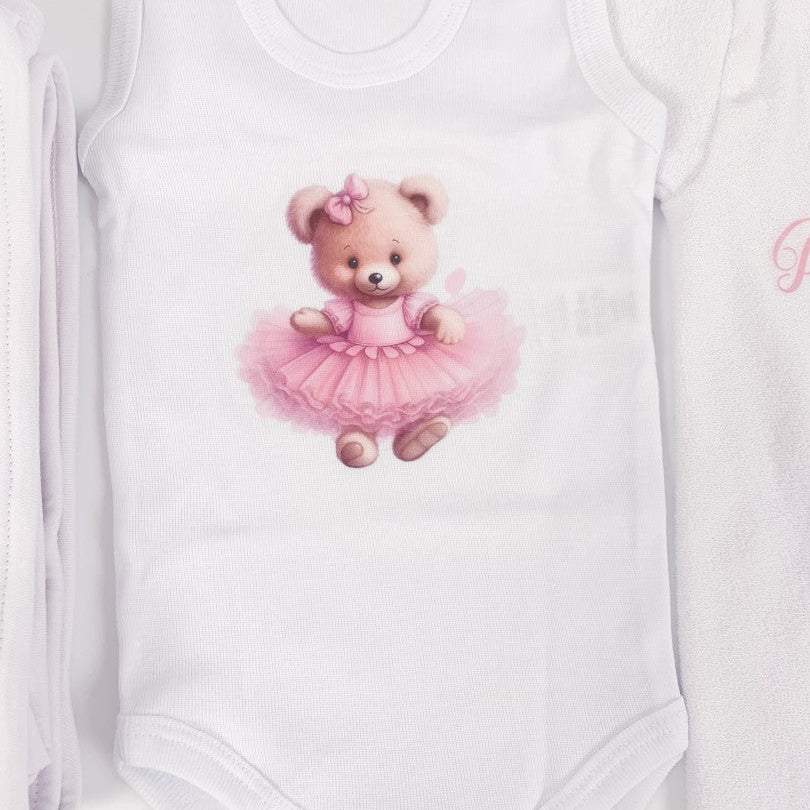 Set baie fetita personalizat cu ursulet - Botez bebelusi
