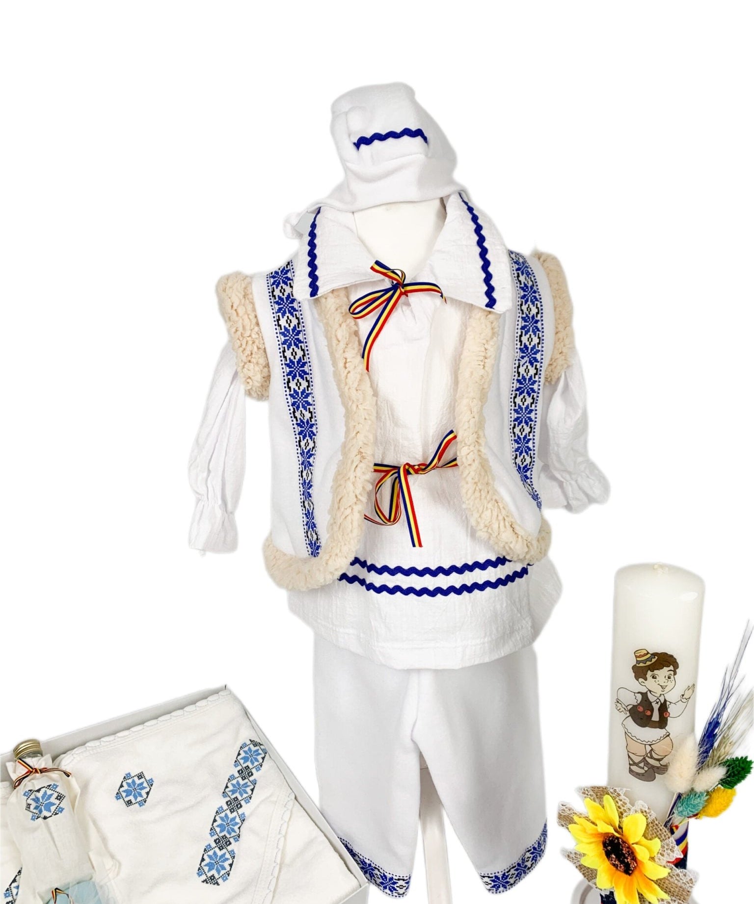Set botez baiat național cu vesta - Botez bebelusi