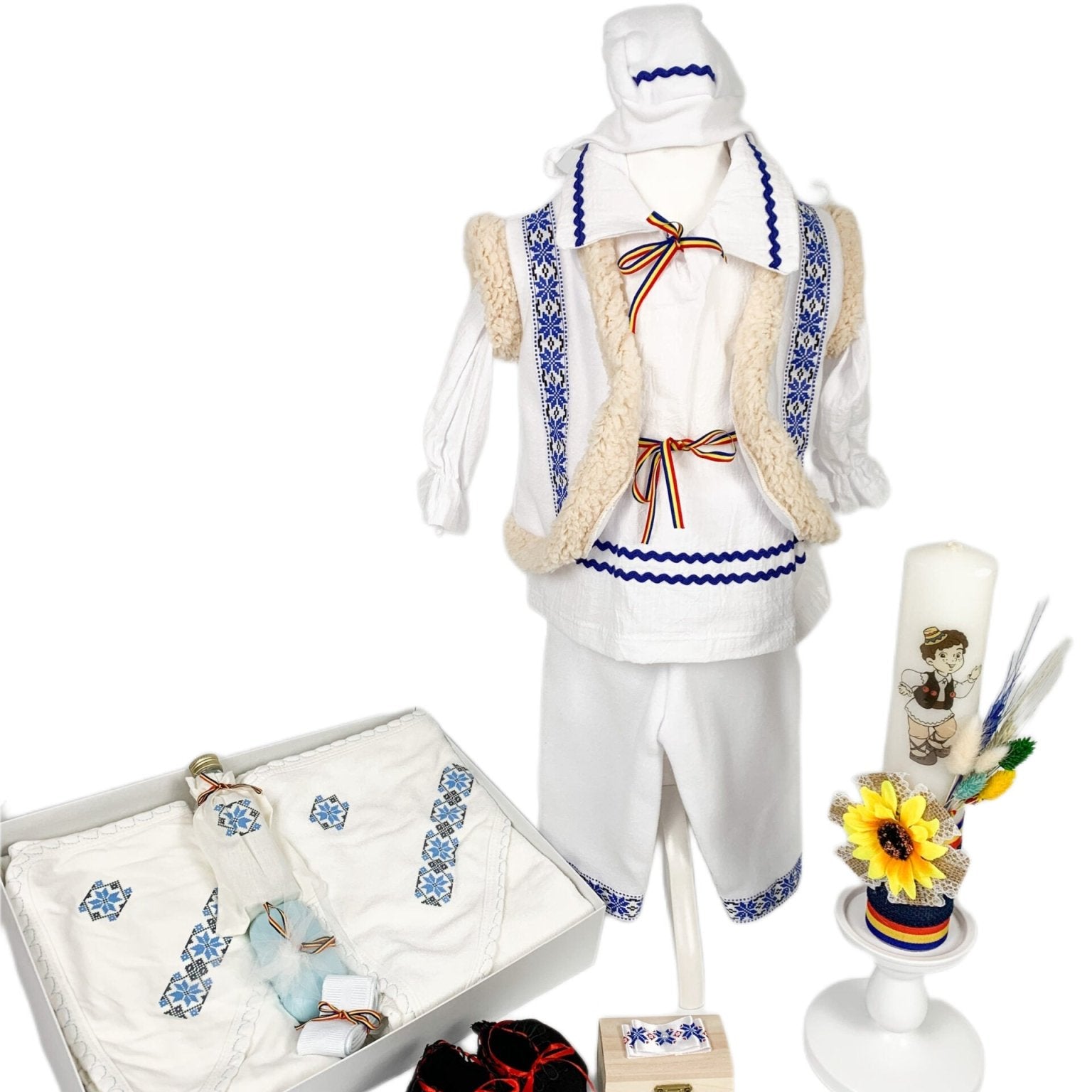 Set botez baiat național cu vesta - Botez bebelusi