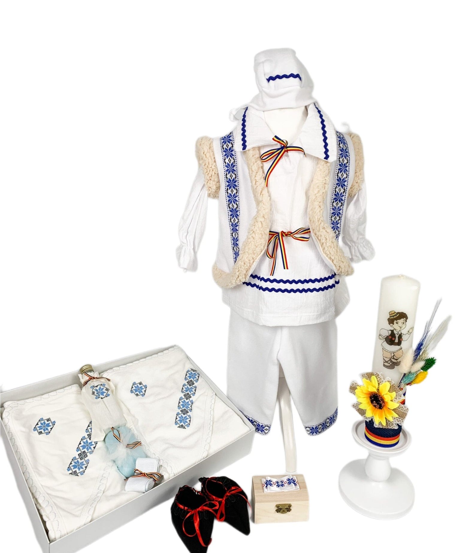 Set botez baiat național cu vesta - Botez bebelusi