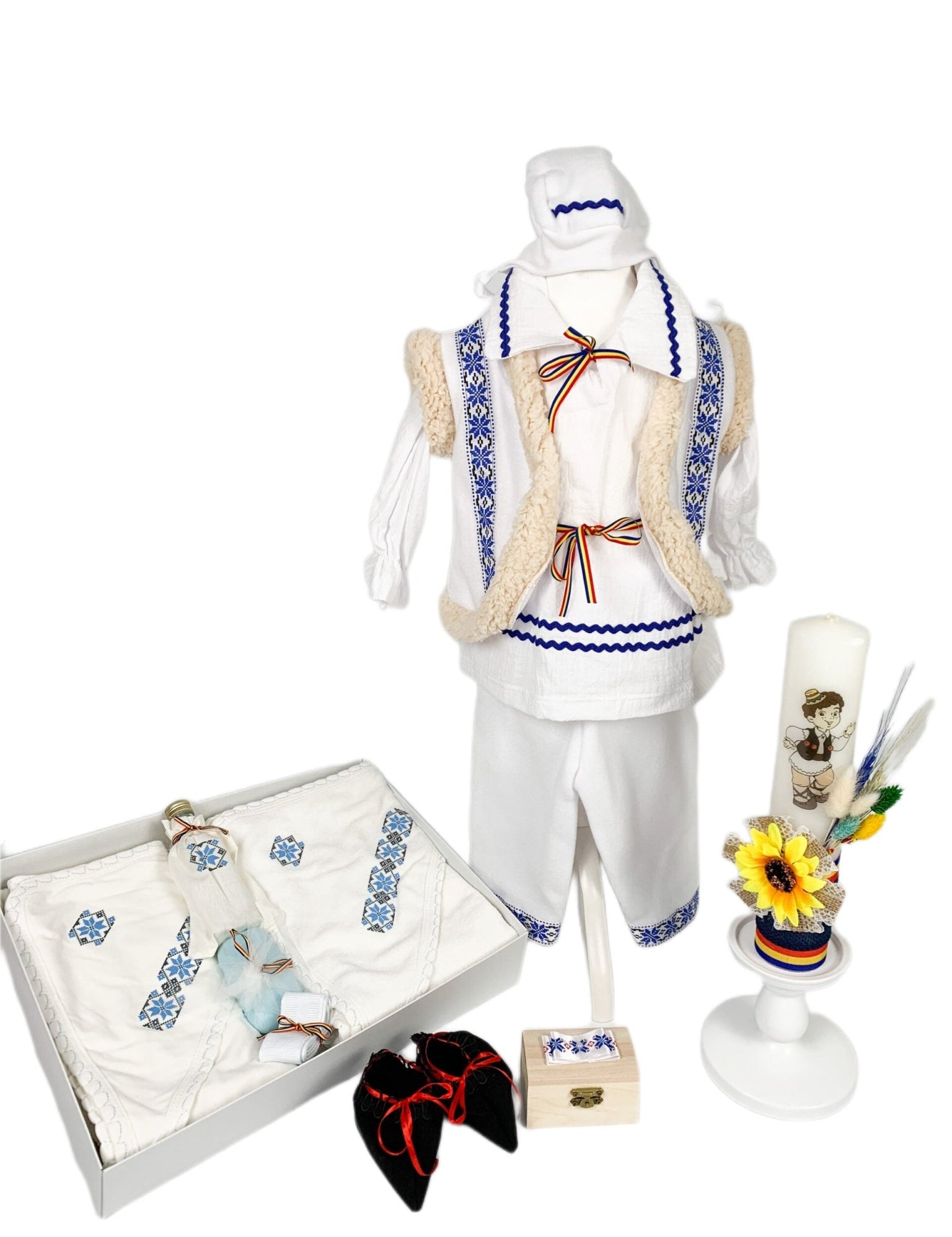 Set botez baiat național cu vesta - Botez bebelusi