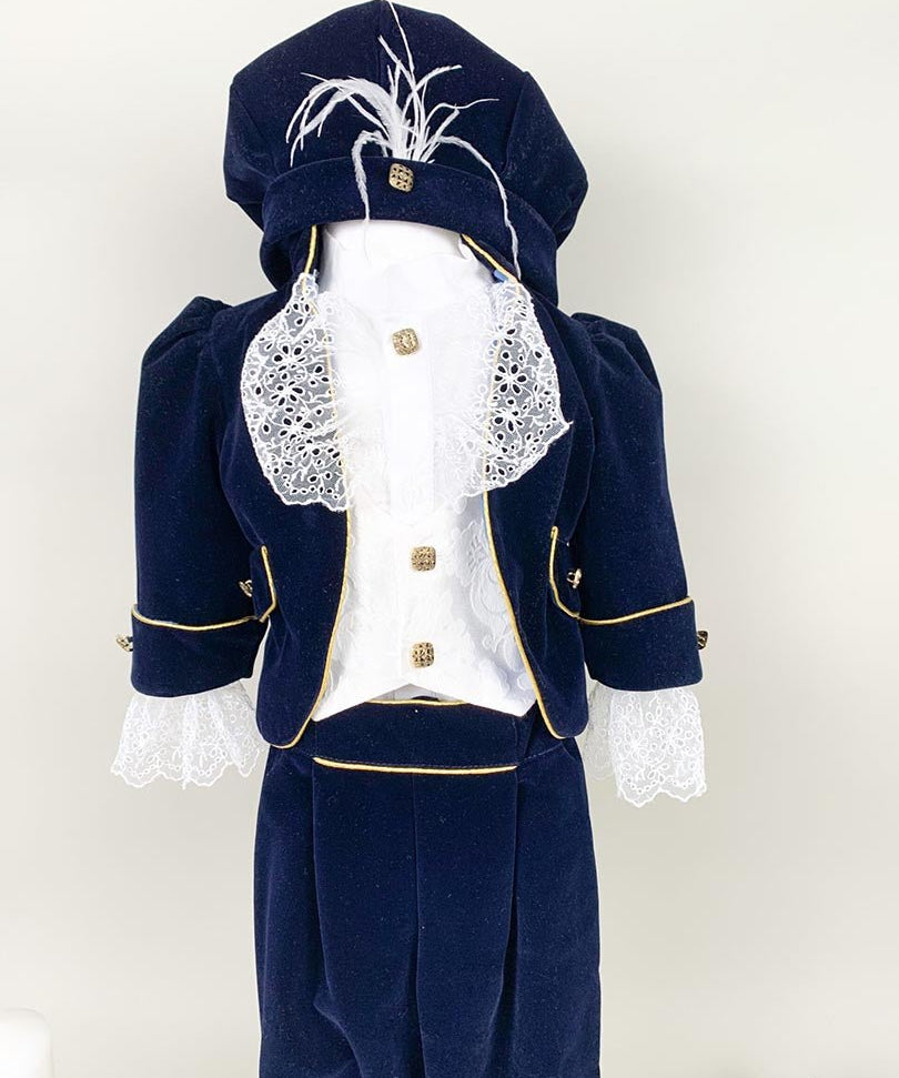 Set botez baiat - print catifea bleomarin - Botez bebelusi