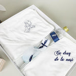 Set botez baiat - print catifea bleomarin - Botez bebelusi