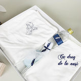Set botez baiat - print catifea bleomarin - Botez bebelusi