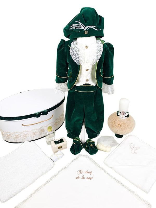 Set botez baiat print verde - Botez bebelusi