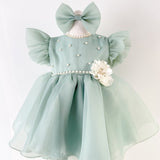 Set Botez Bebelusi cu Rochita Eleganta si Trusou Hand - Made - Alya - Botez bebelusi