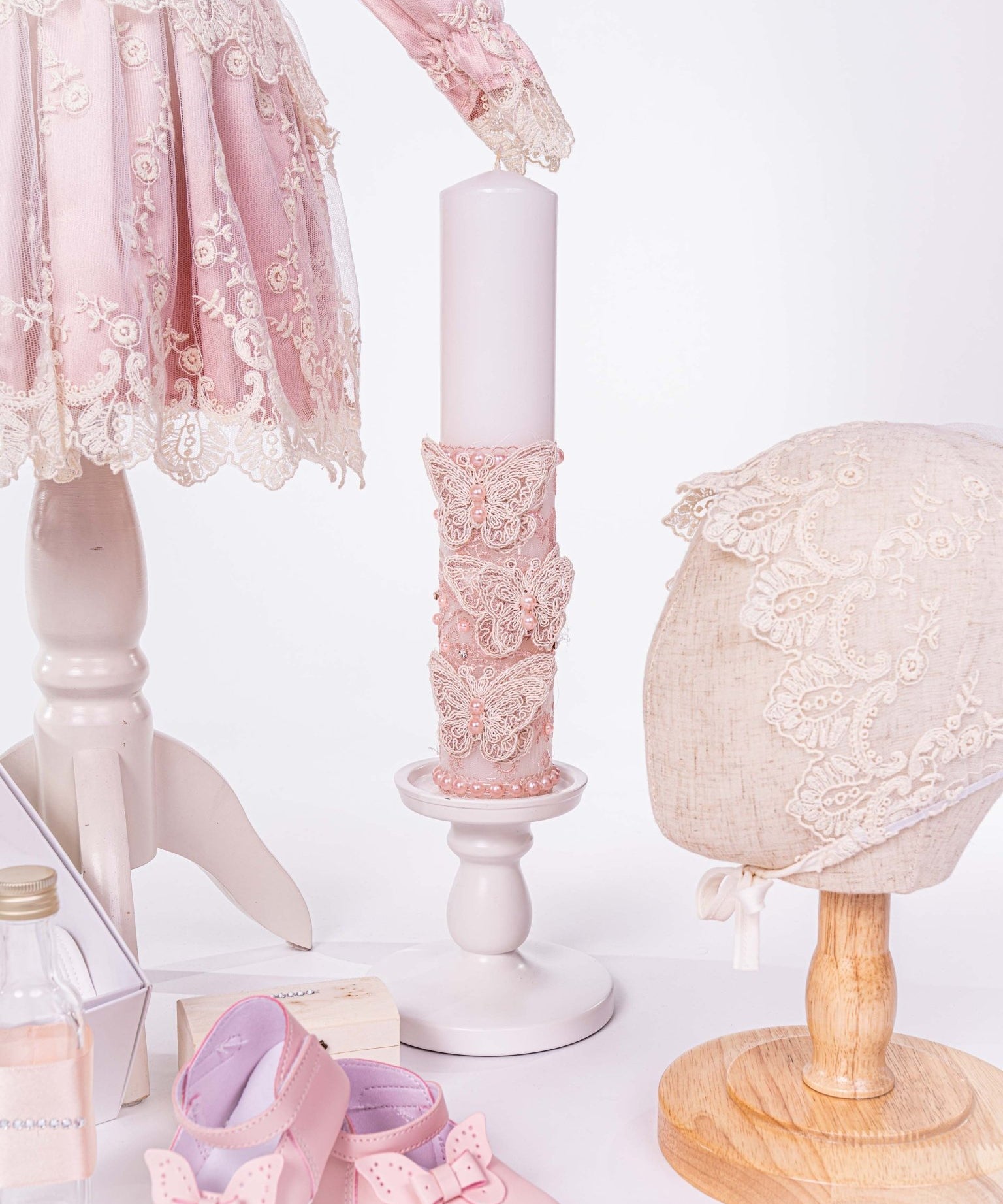 Set Botez Bebelusi cu Rochita Eleganta si Trusou Hand - Made - Nieves - Botez bebelusi
