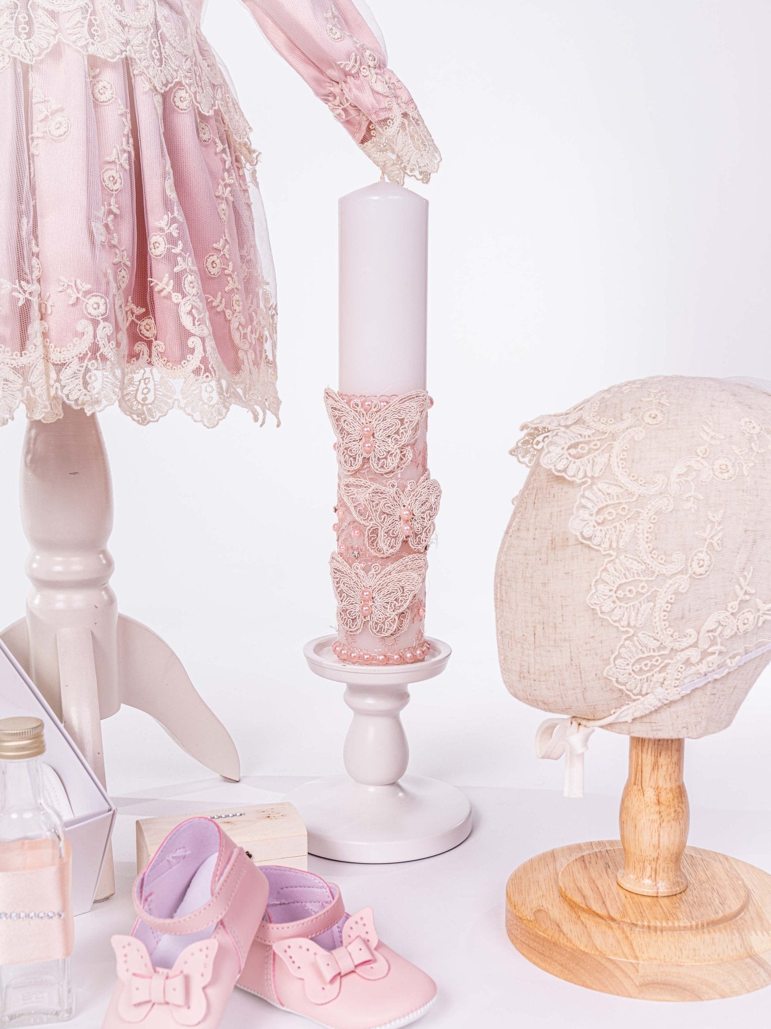 Set Botez Bebelusi cu Rochita Eleganta si Trusou Hand - Made - Nieves - Botez bebelusi