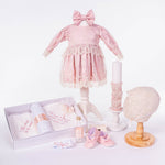 Set Botez Bebelusi cu Rochita Eleganta si Trusou Hand - Made - Nieves - Botez bebelusi