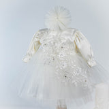 Set Botez Complet cu Rochita Ivory din Tulle si Trusou Hand - made - Siera - Botez bebelusi