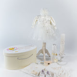 Set Botez Complet cu Rochita Ivory din Tulle si Trusou Hand - made - Siera - Botez bebelusi