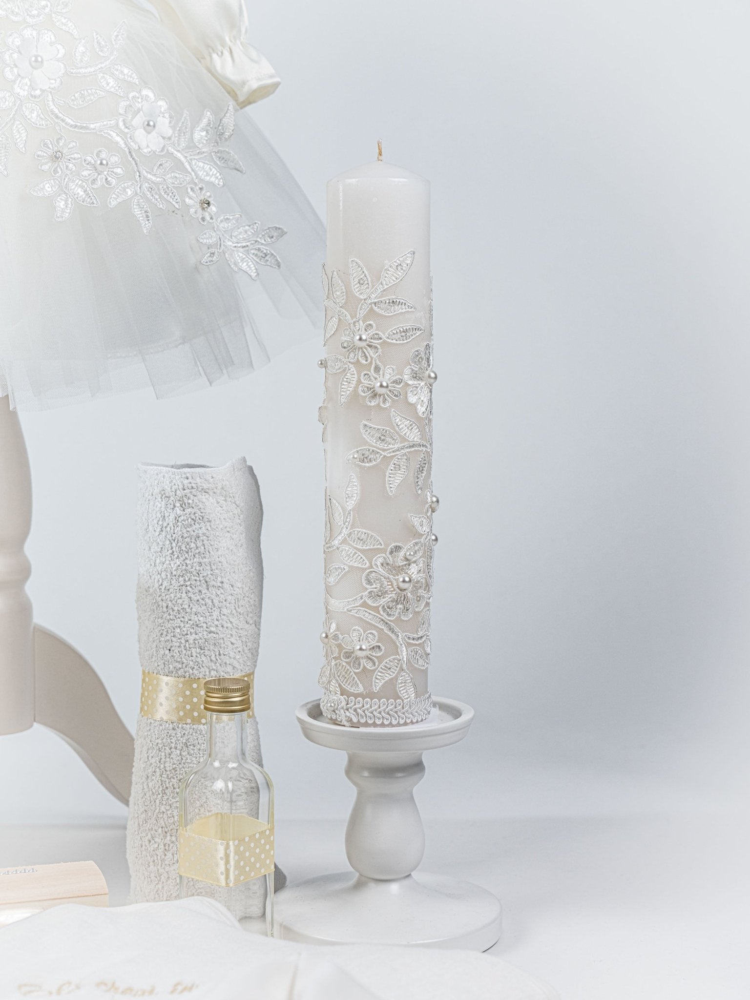 Set Botez Complet cu Rochita Ivory din Tulle si Trusou Hand - made - Siera - Botez bebelusi
