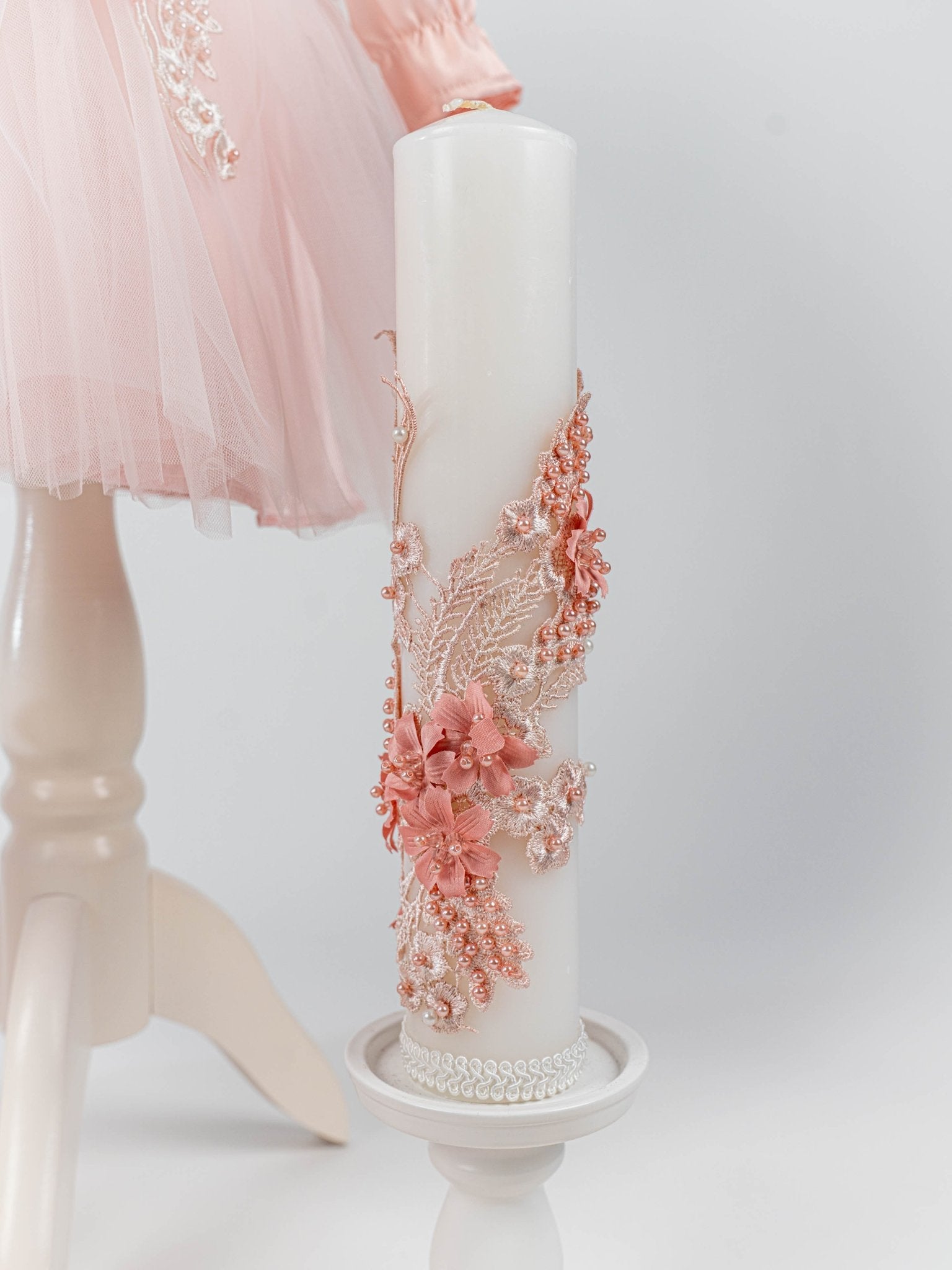Set Botez Complet cu Rochita Roz Somon si Trusou Hand - made - Eleonora - Botez bebelusi