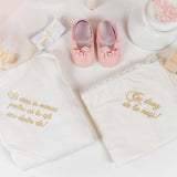 Set Botez Complet cu Rochita Roz Somon si Trusou Hand - made - Eleonora - Botez bebelusi