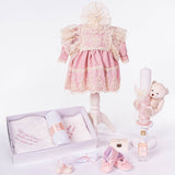 Set botez complet cu rochita, trusou hand made si lumanare personalizata - Caetana - Botez bebelusi