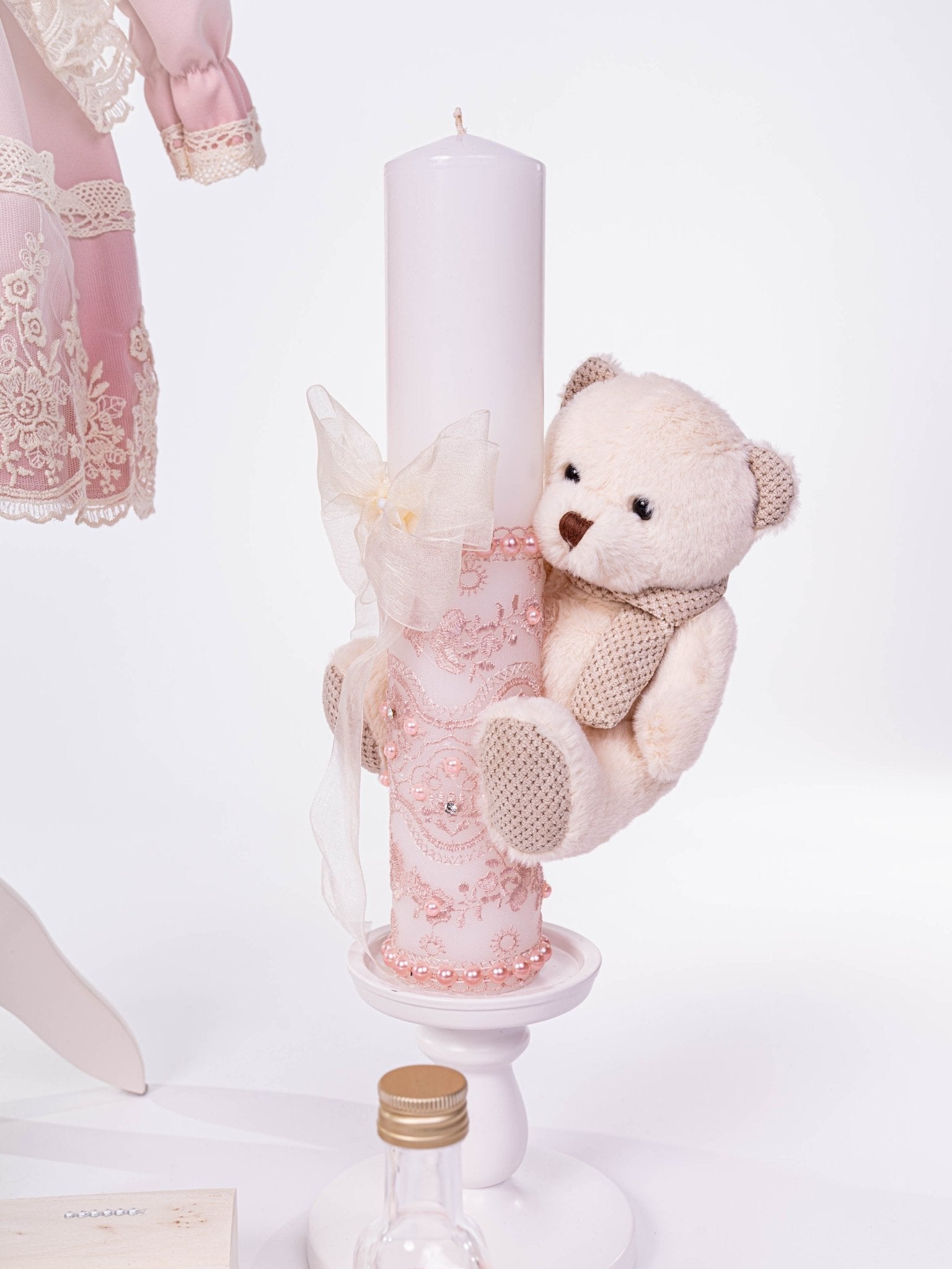 Set botez complet cu rochita, trusou hand made si lumanare personalizata - Caetana - Botez bebelusi