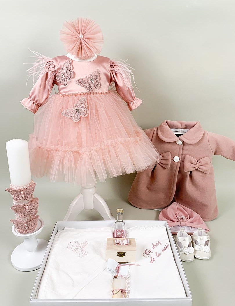Set botez fete fluturi(cu paiete) - Botez bebelusi