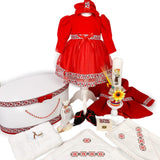 Set botez fetita complet rosu - Botez bebelusi