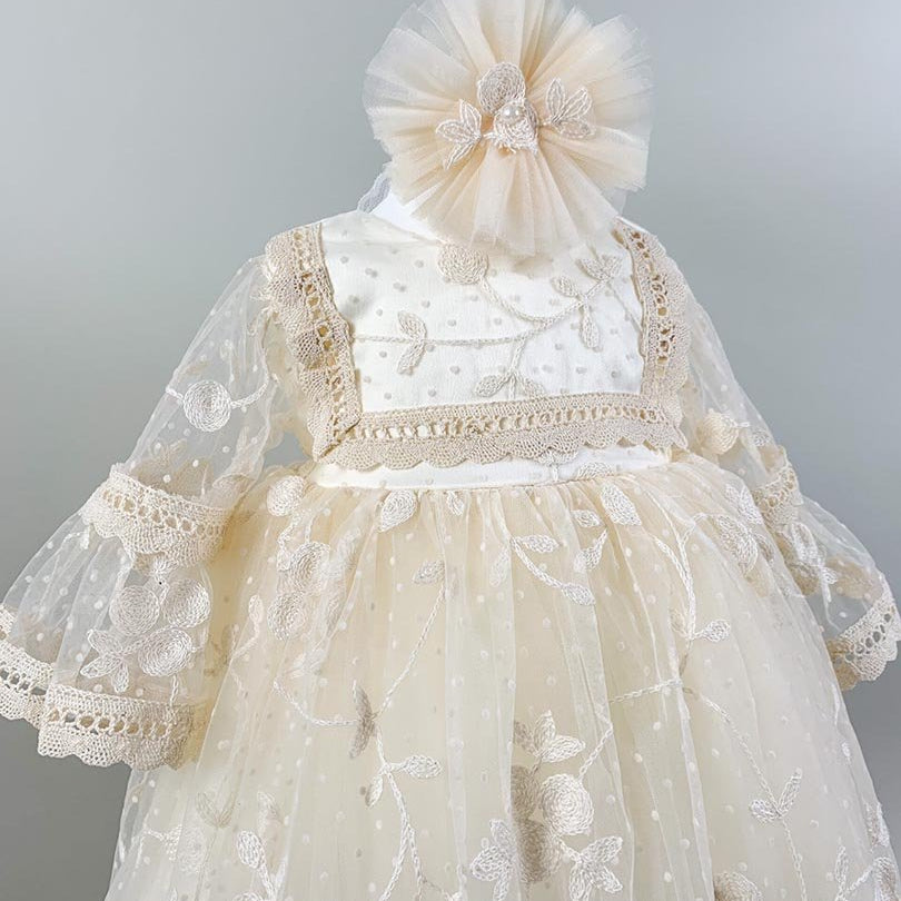 Set botez fetita cu dantela Lara - Botez bebelusi