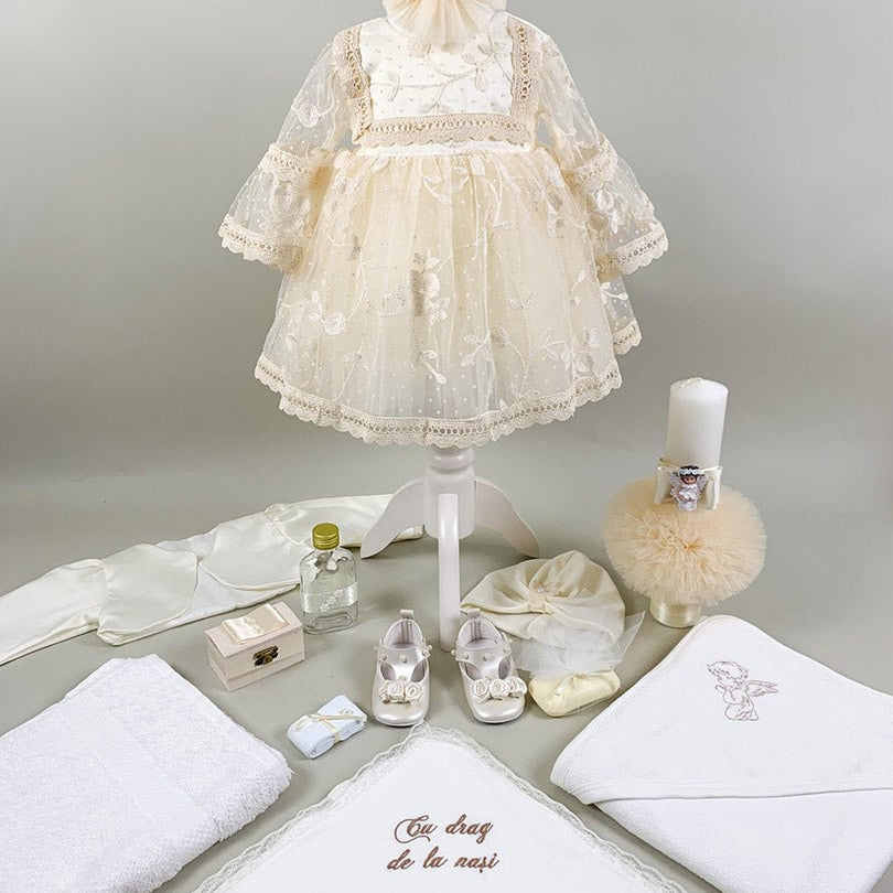 Set botez fetita cu dantela Lara - Botez bebelusi