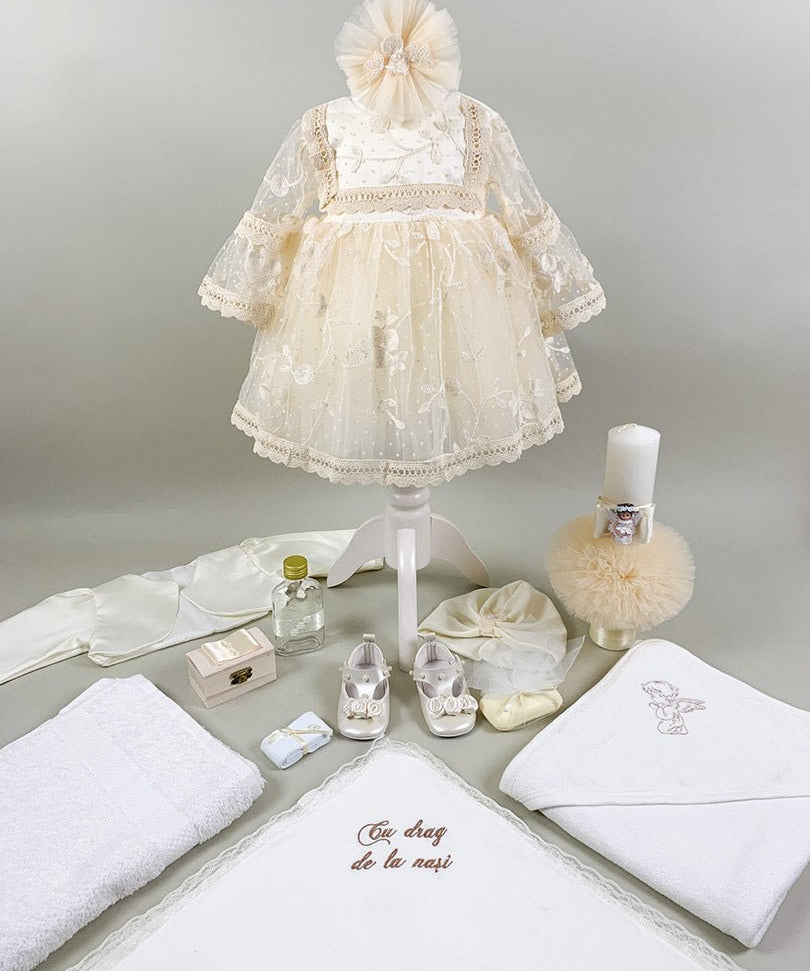 Set botez fetita cu dantela Lara - Botez bebelusi