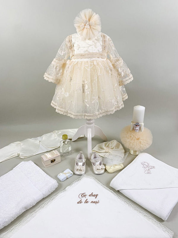 Set botez fetita cu dantela Lara - Botez bebelusi