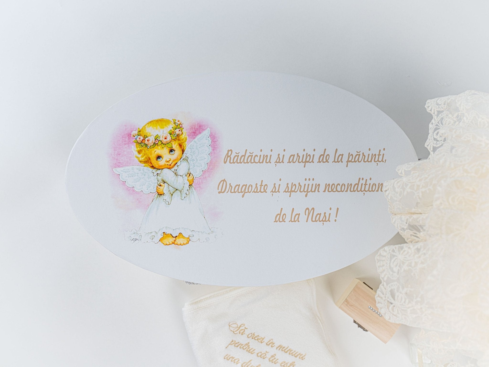 Set Complet Botez Bebelusi cu Rochita din Dantela si Cutie Personalizata - Malika - Botez bebelusi