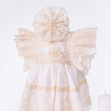 Set Complet Botez Bebelusi cu Rochita Eleganta, Lumanare si Cufar Personalizat - Ambra - Botez bebelusi