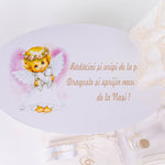 Set Complet Botez Bebelusi cu Rochita Eleganta, Lumanare si Cufar Personalizat - Ambra - Botez bebelusi