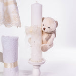 Set Complet Botez Bebelusi cu Rochita Eleganta, Lumanare si Cufar Personalizat - Antonella - Botez bebelusi