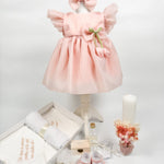 Set Complet Botez Bebelusi cu Rochita Eleganta si Trusou Hand - Made cu Flori Uscate - Eda - Botez bebelusi