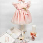 Set Complet Botez Bebelusi cu Rochita Eleganta si Trusou Hand - Made cu Flori Uscate - Eda - Botez bebelusi