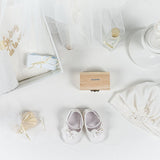 Set Complet Botez Bebelusi cu Rochita si Trusou Lucrat Manual - Clara - Botez bebelusi